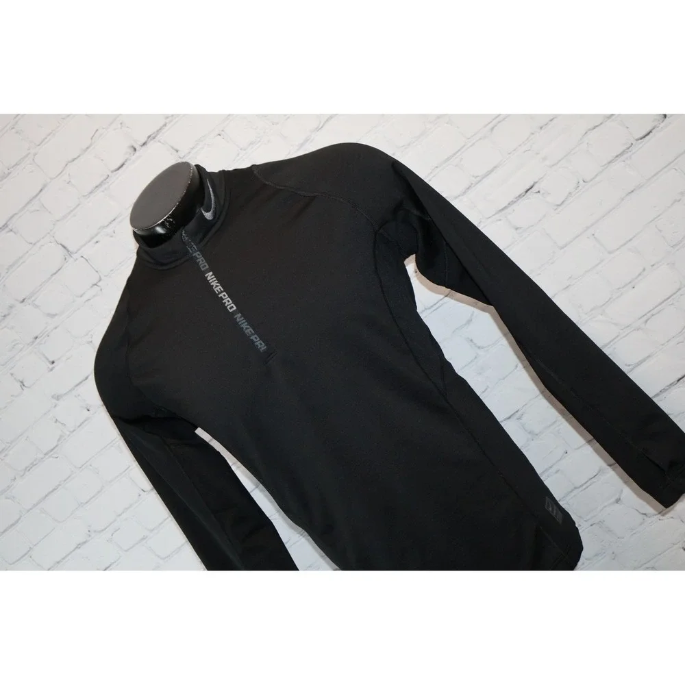 Nike Pro 1/4 Zip Shirt Mens Large Fitted Mock Neck Pullover Hyper Warm Workout